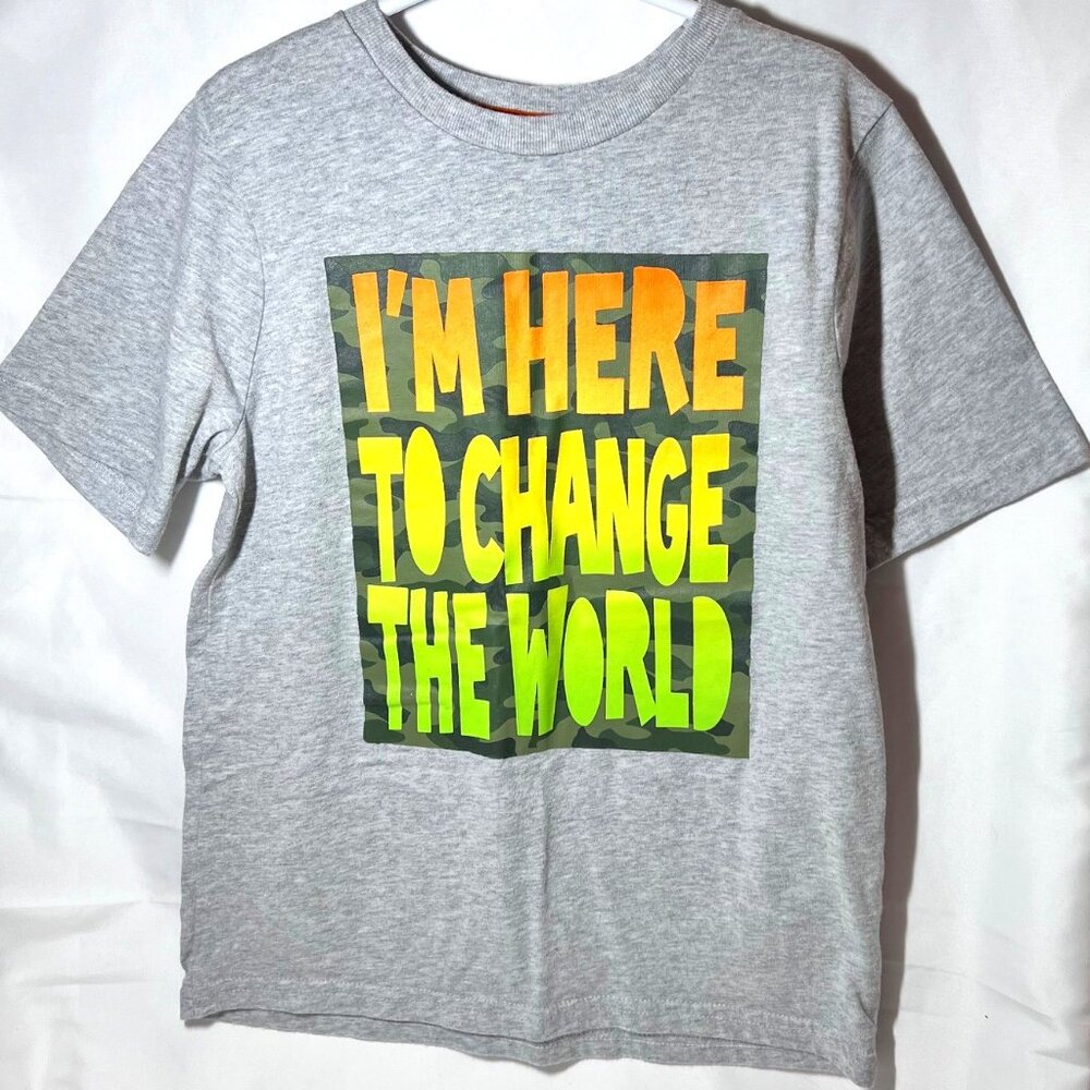 Garamimals 365 KIds-"I'm here to change the world"-Camo Green, Gray, Orange,Neon - Picture 1 of 9
